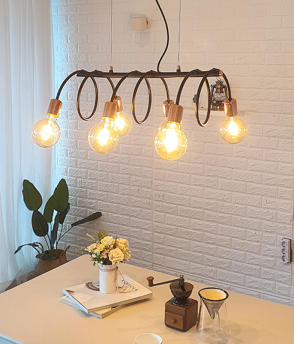 바프 6등(블랙) 식탁전등 LED식탁등